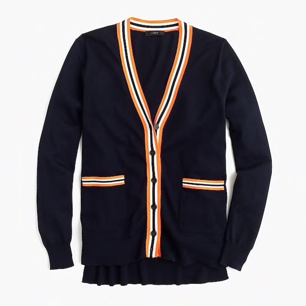 J. Crew Tipped summerweight cardigan sweater
